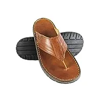 zerimar tongs sandales en cuir naturel | tong pour homme | sandales d'été en cuir | tongs Élégantes hommes | mules décontractées cuir | couleur marron taille 40