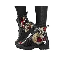 minetom femmes bottines gothique impression punk bottines cheville chaussures bottines À lacets en plein air plat en pu bottes courtes a lapin 39 eu
