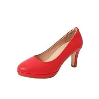 dadawen chaussure mode escarpin soirée sexy plateforme femme talon haut bloc 7 cm rouge 38