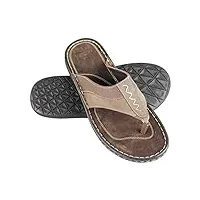 zerimar tongs en cuir naturel pour homme | sandales décontractées pour hommes | tongs pour hommes en cuir | sandales en cuir d'été | sandales pour hommes | couleur marron taille 45