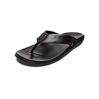 olukai auinala sandales en cuir pour homme avec semelle moulée par compression, noir/noir, 39.5 eu