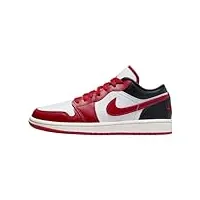 nike chaussures de basket-ball air jordan 1 low unc pour femme, blanc/rouge/noir/voile, 41 eu