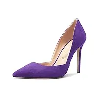 nobleonly femmes aiguille haut high talon heel pointu bout escarpins two-piece slip-on mariage sexy dress chaussures violet 39 eu
