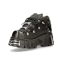 new rock bottines cuir noir femme chaussure plateforme iconic 106 black woman ankle leather shoes boots m.106n-s16, noir , 39 eu