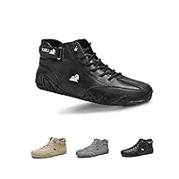 zgdugfu bottes hautes italiennes en daim faites à la main avec velcro, baskets décontractées en cuir suédé doux for hommes, bottes hautes respirantes antidérapantes, chaussures de marche (color : bla