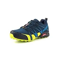hitmars chaussures de trail homme femme chaussures de trail running antidérapante baskets trekking chaussure de randonnee outdoor respirantes chaussures de marche bleu vert eu 45