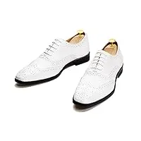 générique chaussures habillées pour hommes derbies à lacets chaussures formelles oxford derbys en cuir de travail de mariage bureau,white-45