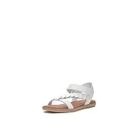 lucky brand natany sandales plates avec ruban pour femme, blanc brillant, 42 eu