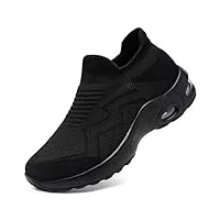 larnmern chaussures de securite femmes À enfiler legere basket de sécurité confort protection embout acier coussin d'aire chaussures de travail respirante (noir,39eu)