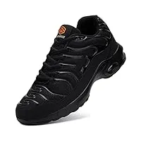 dykhmily chaussures de travail chantiers et industrie hommes légère embout acier basket de securite confortable coussin d'air anti-perforation (noir,43eu)