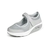 sandales femme mailles chaussures de fitness baskets mode compensées mary janes pour femme espadrilles chaussures de sport eté eu 41 e-gris