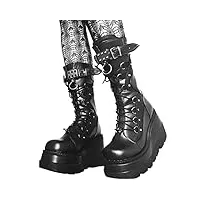 minetom bottes femmes gothique bottes talons hauts compensés punk plateforme zip up bottes de combat motos bottes compensées a noir 38 eu