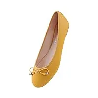 chooseone ballerines femme-jaune, bout rond plats femme confortables chaussures slip-on 36eu