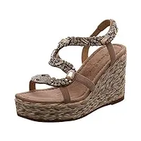 alma en pena sandales compensées pour femme en raphia tressé et détail serpent v23603 diva bronze, sable, 39 eu
