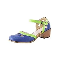 rtpr sandales plates d'été décontractées pour femme - printemps et été 2023 - style européen et américain - grande boucle de couleur assortie - sandales décontractées - chaussures jaunes - 38, bleu,
