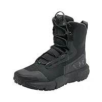 under armour ua charged valsetz zip bottes tactiques pour hommes, chaussures d'alpinisme confortables avec fermeture éclair latérale, noir/noir/gris