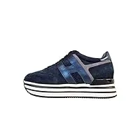 hogan chaussures sneakers femme h222 lacé en daim hxw4830cb80q250qyh navy, bleu marine, 36.5 eu