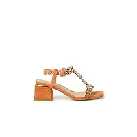 alma en pena v23306 suede tejus sandales élégantes pour femme avec argent brillant et pierres orange, suede tejus, 38 eu