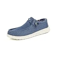 asifn chaussures décontractées en toile pour hommes chaussures de bateau légères chaussures de marche à semelle souple confortables（bleu,42 eu
