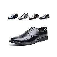 chaussure homme derby oxford homme classique brogues casual mariage chaussures dressing lacets cuir vernis noir 2 taille 46