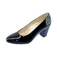 escarpins d'hotesses - escarpins d'hotesses voltige alarm free escarpin chaussure uniforme femme bout rond fin à talon confort couleur - vernis noir, taille - 36