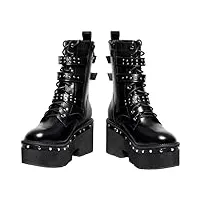 demonia - bottes gothiques merula - taille 38 - bottines punk confortable avec plateforme de 5 cm et talon de 8 cm