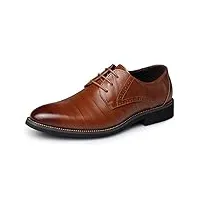 derby chaussures homme classique mariage brogues ville simple oxfords pu cuir travail mocassins à lacets taille 38-48 (42,jaune)