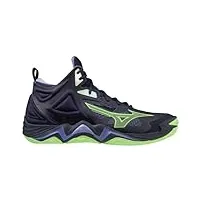 mizuno chaussures volley-ball homme, wave momentum 3 mid, evening blue/techno green/iolite, evening blue techno green iolite, 44.5 eu