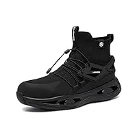 larnmern chaussures de sécurité hommes amorti bottes de sécurité mode confortable baskets de sécurité embout acier chaussures de travail respirante legere(noir-86, 45eu)