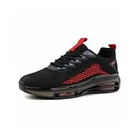 hitmars chaussures de running homme chaussure sport baskets chaussures de sport baskets tennis coussin d'air mode sneakers légères marche noir-rouge 46
