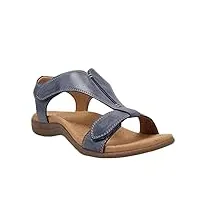 minetom sandales femmes sandales plates Été bout ouvert solide faux cuir orthopédique chaussures de plage décontractée rome dames gladiateur a bleu 41 eu