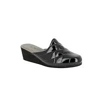 heller chaussons/mules d'intérieur compensées matelassées noir verni pour femme | morandini (système taille chaussures eu, adulte, femme, numérique, moyen, 41)