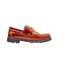 chaussures de pont de bateau classiques en simili cuir pour hommes, mocassins à lacets rétro intelligents et décontractés à 3 yeux [dd0159-camel-7uk]