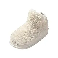 bottes d'hiver doublées pour femme - bottes de neige courtes tendance - pour l'hiver - revêtement antidérapant - bottines classiques en fourrure - bottes de neige à bout rond, blanc., 38 eu