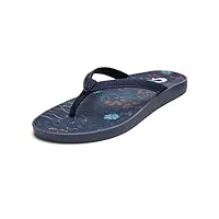olukai puawe sandales de plage pour femme, tongs imperméables, à porter toute la journée et ultra douces et confortables, bleu marine/barrière de corail, 40.5 eu