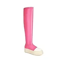 escarpins à plateforme for femmes, chaussures plates avec talon moyen au-dessus du genou, cuissardes hautes, baskets à bout rond, chaussures décontractées (color : pink, size : 10.5)