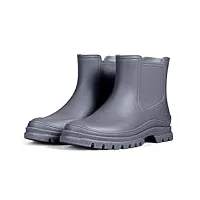 meik mangni bottes de pluie femme caoutchouc bottines antidérapant chelsea boots imperméables chaussures de travail légères wellies rain boots,gris, taille:38 eu