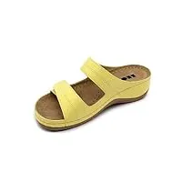 leon 907 sandales sabots mules chaussons chaussures en cuir, femme, jaune, eu 37