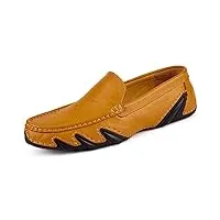tabker chaussure cuir homme lzrdzsw leisure driving loafers for men round toe casual walking penny shoes literal leather slip on stitch whippersnapper non-slip oxford shoes men (color : yellow, size :