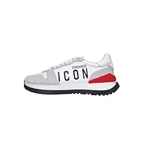 dsquared2 chaussures homme sneakers running icon m1747 blanc rouge, blanc, 43 eu