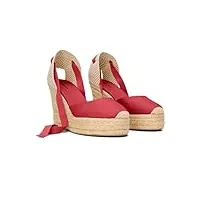 soludos sandales espadrilles compensées pour femme, rouge récif, 37 eu