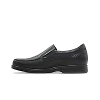 fluchos chaussures professionnelles pour serveurs, en cuir, sans lacets, semelle en caoutchouc, mocassin, lisse, pour homme, noir , 41 eu