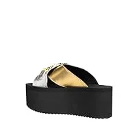 moschino femme lettering logo sandales compens�es gold - silver 38 eu
