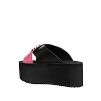 moschino femme lettering logo sandales compens�es black - bubblegum 36 eu