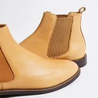 klom - chelsea boots jules en cuir grainé cognac