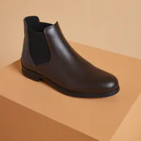 boots équitation cuir adulte - 500 marrons - fouganza