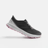 chaussures trail running pour femme tr2 gris carbone bouton de rose - evadict