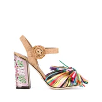 dolce & gabbana fringed embellished sandals - rose