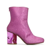 maison margiela crushed heel glitter ankle boots - rose