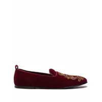 dolce & gabbana chaussons coat of arms en velours - rouge